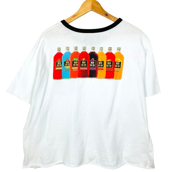 Mad Dog 2020 Alcohol Graphic Boxy Cropped Upcycled Pocket Short Sleeve T Shirt - Picture 9 of 10